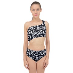 Black And White Bluebells Spliced Up Two Piece Swimsuit by Tizzee