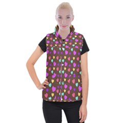 Colorfull Hearts On Choclate Women s Button Up Vest by Daria3107