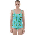 Turtle And Palm On Blue Pattern Twist Front Tankini Set View1