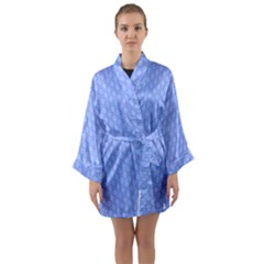 Soft Pattern Blue Long Sleeve Satin Kimono by PatternFactory