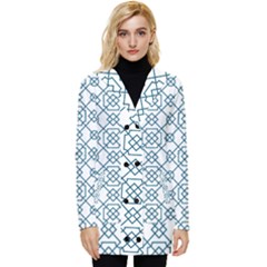 Arabic Vector Seamless Pattern Button Up Hooded Coat  by webstylecreations
