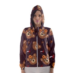 Bears-vector-free-seamless-pattern1 Women s Hooded Windbreaker by webstylecreations