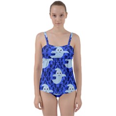 Ghost Pattern Twist Front Tankini Set by InPlainSightStyle