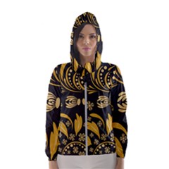 Folk Flowers Pattern Floral Surface Women s Hooded Windbreaker by Eskimos