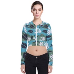 Folk Flowers Pattern Floral Surface Long Sleeve Zip Up Bomber Jacket by Eskimos