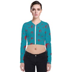 Red Drops Long Sleeve Zip Up Bomber Jacket by SychEva