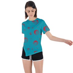 Red Drops Asymmetrical Short Sleeve Sports Tee by SychEva