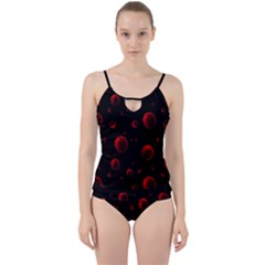 Red Drops On Black Cut Out Top Tankini Set by SychEva
