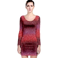 Red Sequins Long Sleeve Bodycon Dress by SychEva