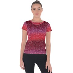 Red Sequins Short Sleeve Sports Top  by SychEva