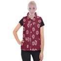 White Skulls On Red Shiny Background Women s Button Up Vest View1