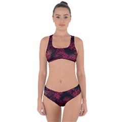 Red Abstraction Criss Cross Bikini Set by SychEva