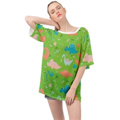 Funny Dinosaur Oversized Chiffon Top by SychEva