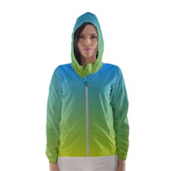 Gradient Blue Green Women s Hooded Windbreaker by ddcreations