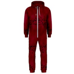 Black Splashes On Red Background Hooded Jumpsuit (men)  by SychEva