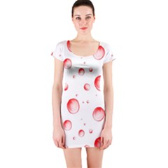 Red Drops On White Background Short Sleeve Bodycon Dress by SychEva