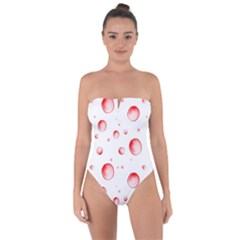 Red Drops On White Background Tie Back One Piece Swimsuit by SychEva