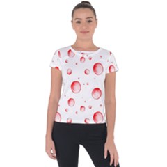 Red Drops On White Background Short Sleeve Sports Top  by SychEva