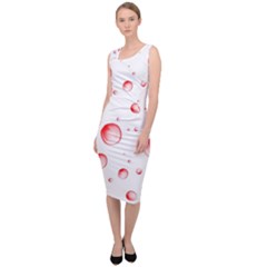 Red Drops On White Background Sleeveless Pencil Dress by SychEva