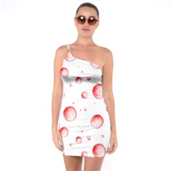 Red Drops On White Background One Soulder Bodycon Dress by SychEva