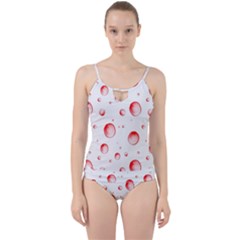 Red Drops On White Background Cut Out Top Tankini Set by SychEva