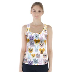 Funny Animal Faces With Glasses On A White Background Racer Back Sports Top by SychEva