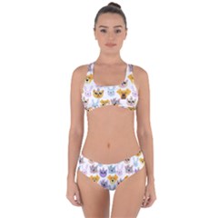 Funny Animal Faces With Glasses On A White Background Criss Cross Bikini Set by SychEva