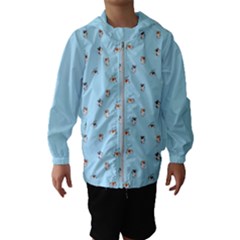 Cute Kawaii Dogs Pattern At Sky Blue Kids  Hooded Windbreaker by Casemiro