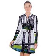 Bridge-vintage-clip-art-color Long Sleeve Panel Dress by Sudhe