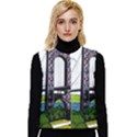 Bridge-vintage-clip-art-color Women s Short Button Up Puffer Vest View1