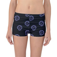 Purple Skulls On Dark Background Reversible Boyleg Bikini Bottoms by SychEva