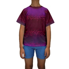 Red Splashes On Purple Background Kids  Short Sleeve Swimwear by SychEva