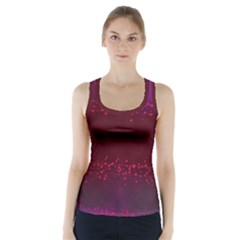 Red Splashes On Purple Background Racer Back Sports Top by SychEva