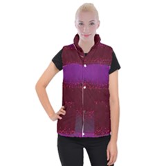 Red Splashes On Purple Background Women s Button Up Vest by SychEva