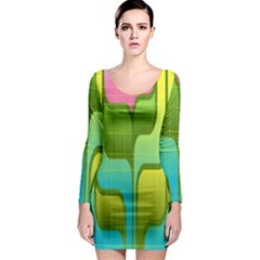 Background-color-texture-bright Long Sleeve Bodycon Dress by Sudhe