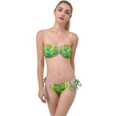 Background-color-texture-bright Twist Bandeau Bikini Set by Sudhe