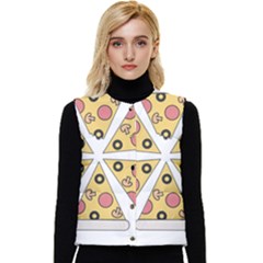 Pizza-slice-food-italian Women s Short Button Up Puffer Vest by Sudhe
