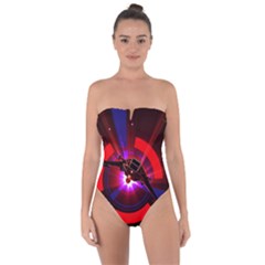 Science-fiction-cover-adventure Tie Back One Piece Swimsuit by Sudhe