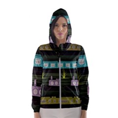 Narrow-boats-scene-pattern Women s Hooded Windbreaker by Sudhe