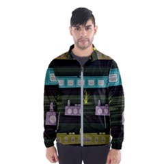 Narrow-boats-scene-pattern Men s Windbreaker by Sudhe