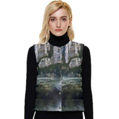 Sea-island-castle-landscape Women s Short Button Up Puffer Vest