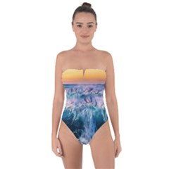 Sea-waves-ocean-water-beach-surf Tie Back One Piece Swimsuit by Sudhe