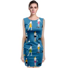 Girls Walk With Their Dogs Sleeveless Velvet Midi Dress by SychEva