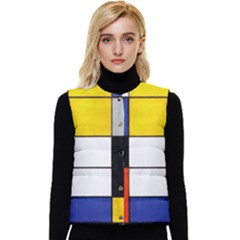 Composition A By Piet Mondrian Women s Short Button Up Puffer Vest by impacteesstreetweareight