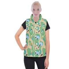 Girls With Dogs For A Walk In The Park Women s Button Up Vest by SychEva