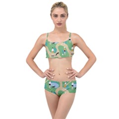 Girls With Dogs For A Walk In The Park Layered Top Bikini Set by SychEva