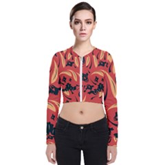 Folk Flowers Pattern Floral Surface Design Seamless Pattern Long Sleeve Zip Up Bomber Jacket by Eskimos