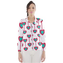 Red Hearts On A White Background Women s Windbreaker by SychEva