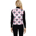 Red Hearts On A White Background Women s Short Button Up Puffer Vest View2
