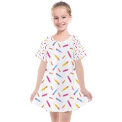 Multicolored Pencils And Erasers Kids  Smock Dress by SychEva